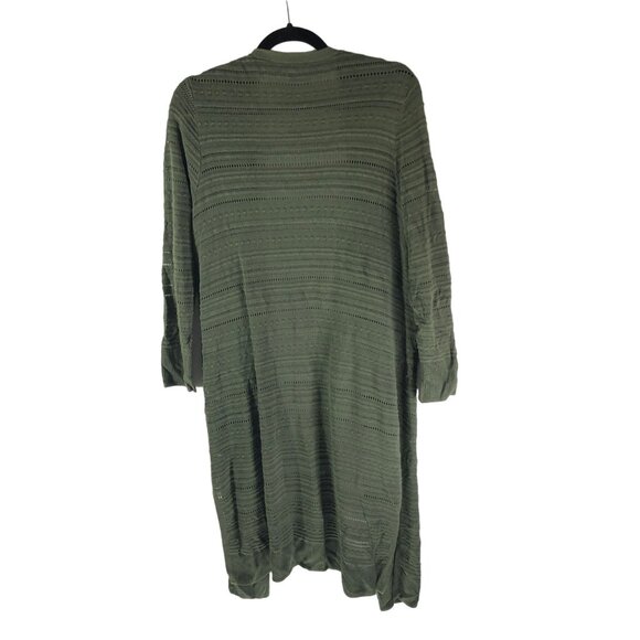 Chicos Open Front Green Textured Maxi Cardigan Open Knit Size 1 (US Size M) - Picture 2 of 7
